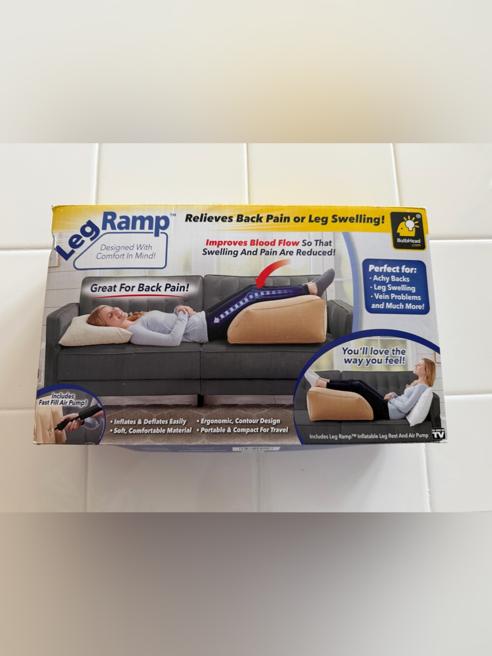 LegRamp Inflatable Leg Rest and Back Support - Beige